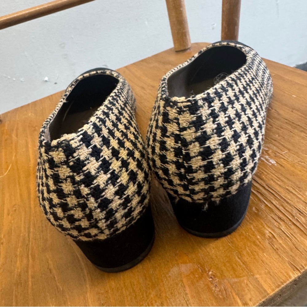 Vintage Galo Houndstooth Block Heel Pumps sz US8 EU38½ cream black tweed leather - Picture 9 of 10